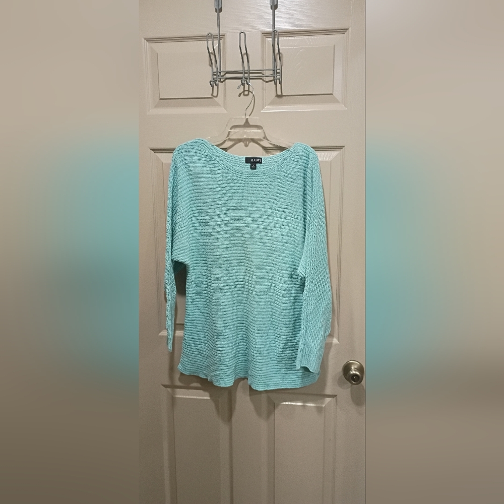 A.N.A. A New Approach Sky Blue Long Sleeve Knit Lightweight Sweater Plus Size 1x - Picture 5 of 10